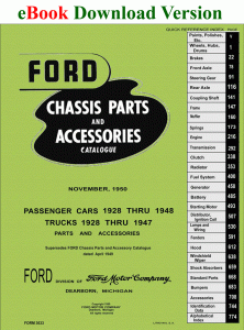 eBook cover 1928-48 Ford Car and Truck Chassis Parts and Accessories Catalogue