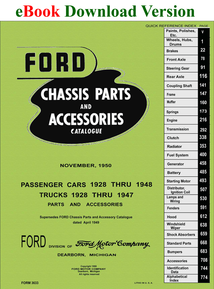 1928-48 Ford Car & 1928-47 Truck Master Parts Text & Illustrations Catalog CD 