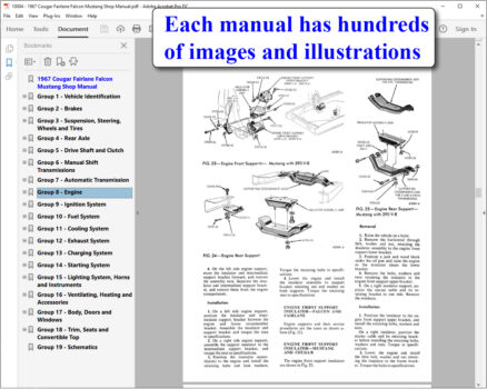 Screenshot of USB clamshell of 1967 Cougar Falcon Fairlane Mercury and Mustang Intermediate Shop Manual on PDF