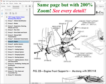 Screenshot of USB clamshell of 1967 Cougar Falcon Fairlane Mercury and Mustang Intermediate Shop Manual on PDF