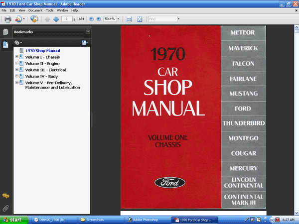 CD-ROM 1970 Ford Shop Manual Vol I-V 
