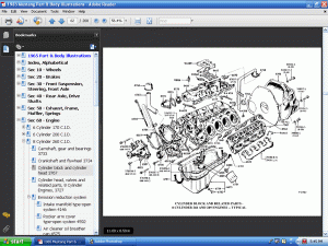 Screenshot of the 1965 Ford Mustang Part and Body Illustrations on PDF