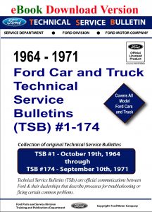 eBook cover for the 1964-1971 Ford Car and Truck Technical Service Bulletins (TSB) (No. 1-174)