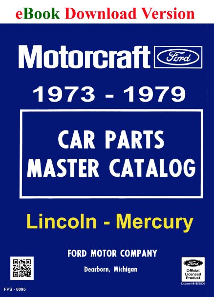 eBook cover for the 1973 to 1979 Lincoln Mercury Car Parts Catalog