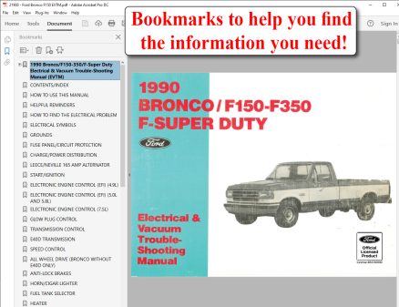 Screenshot 1990 Bronco/F150-350/F-Super Duty Electrical & Vacuum Trouble-Shooting Manual (EVTM)